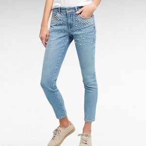 Anthropologie Pilcro Script High-Rise Pearl Skinny Jeans Size 25
